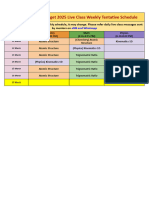 JEE 2025 Live Class Weekly Schedule