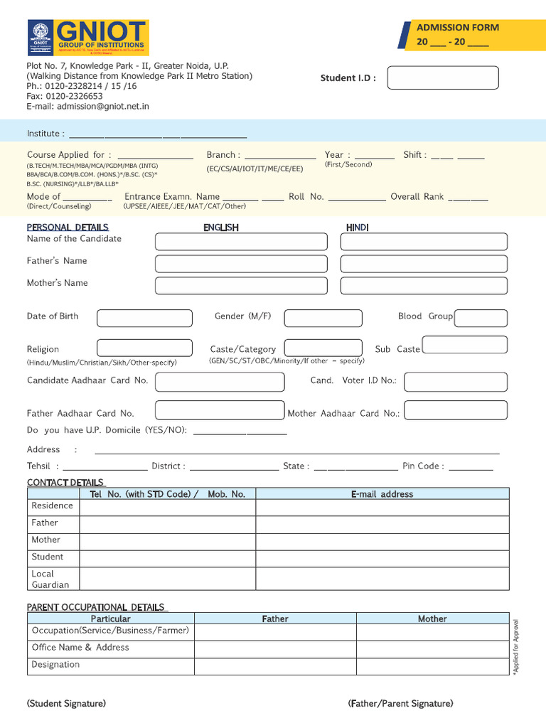 GNIOT Admission Guidelines and Policies | PDF | Disciplines | Common Law