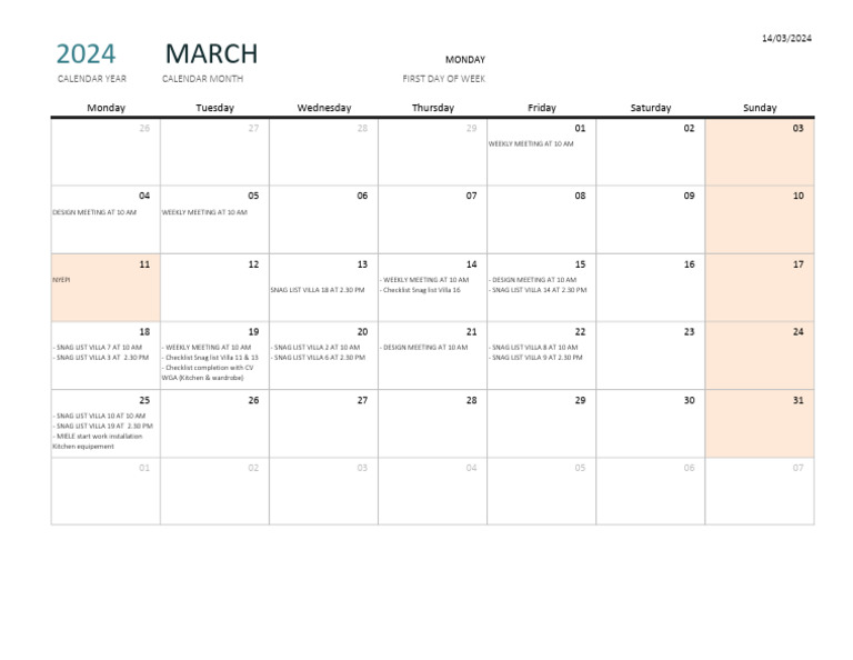 March Schedule Rev02 | PDF