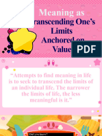 Meaning As: Transcending One's Limits Anchored On Value