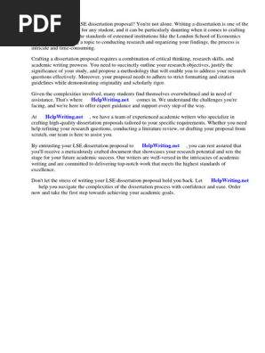 Lse Dissertation Proposal