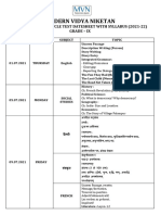 Grade Ix Apex Batch First Cycle Test Datesheet - (2021-2022)