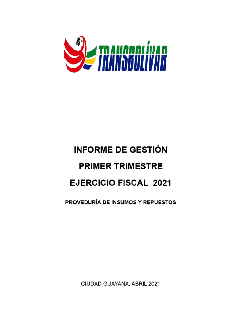 Informe Proveeduría Primer Trimestre 2021 | PDF | Transporte | Mercado ...