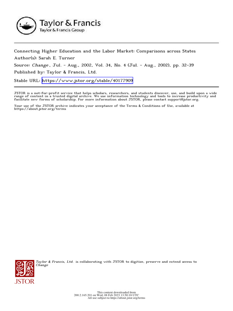 Connecting Higher Education and The Labor Market Comparisons Across ...
