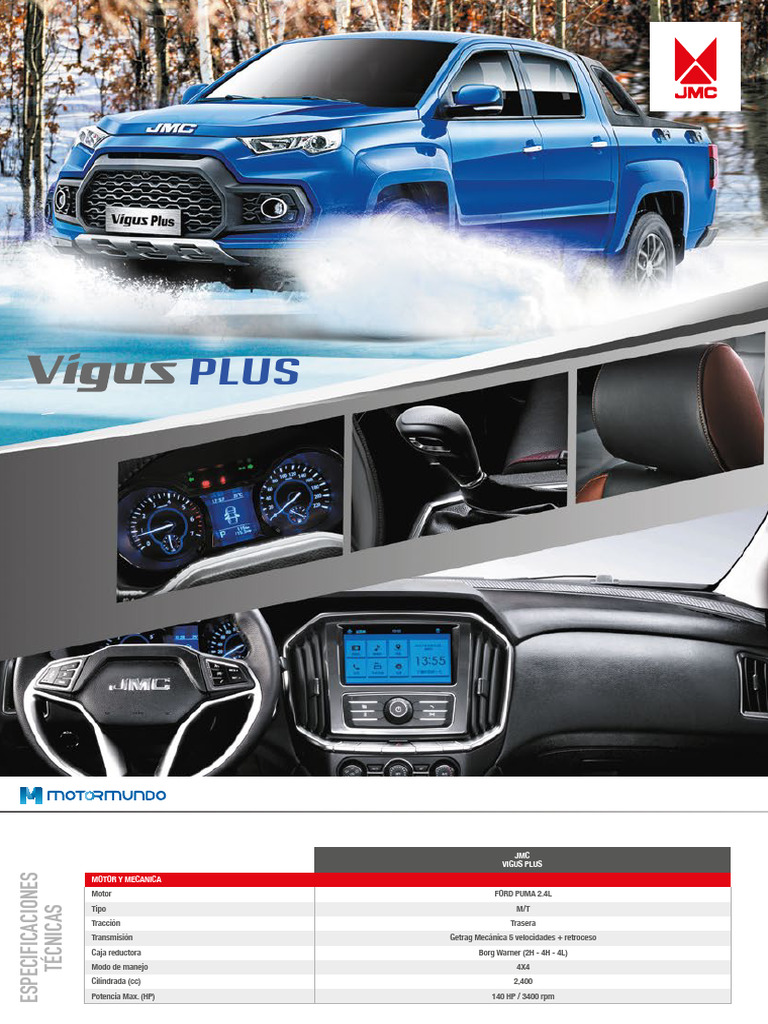 Especificaciones JMC Vigus Plus 2.4 2022 | PDF | Tracción en las cuatro ...