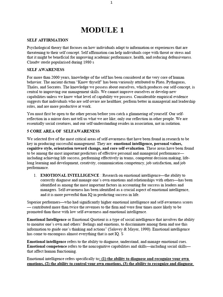 MSD Full Notes | PDF | Emotional Intelligence | Nonverbal Communication