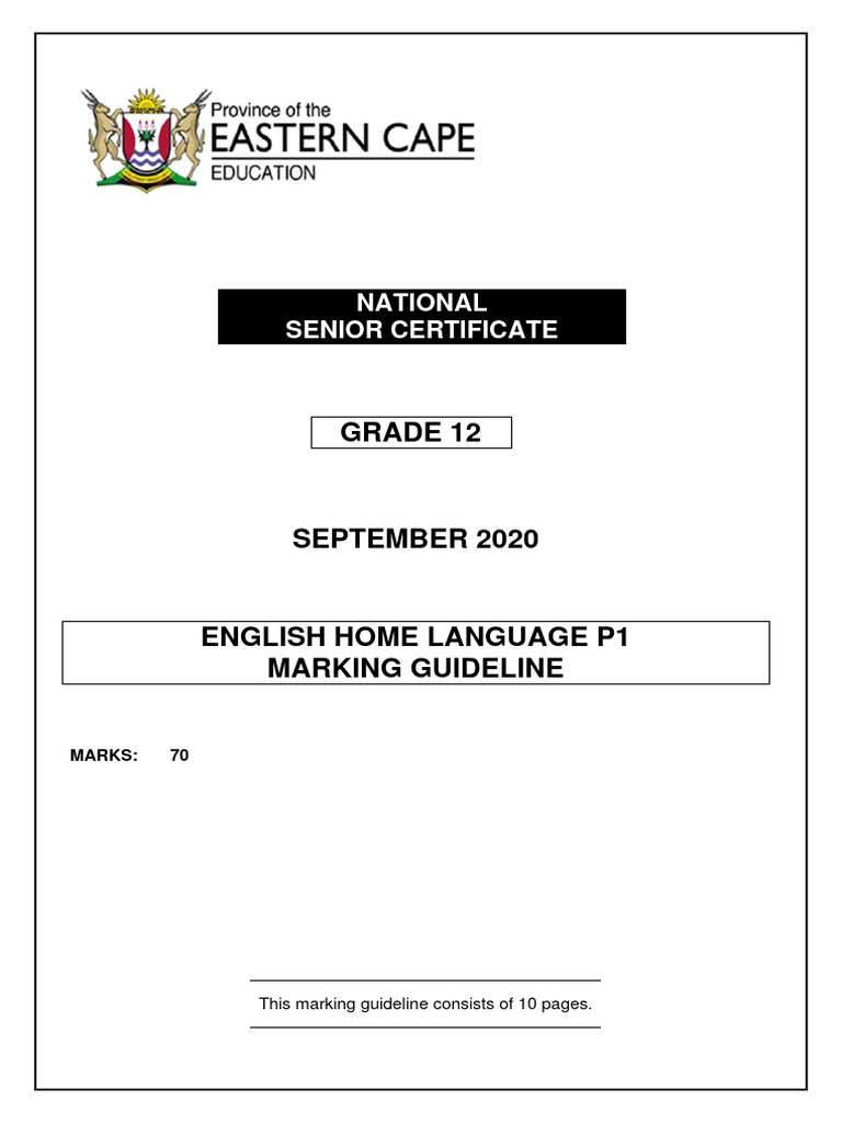 English HL p1 GR 12 Memo Sept2020 | PDF | Cloning