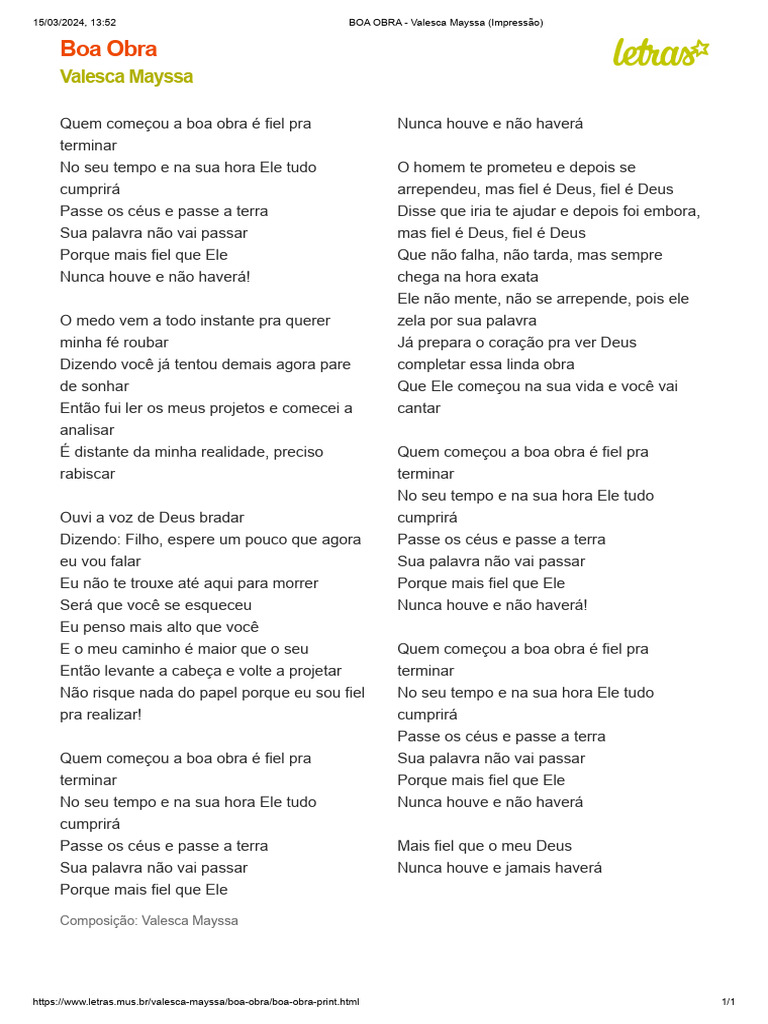 BOA OBRA - Valesca Mayssa (Impressão) | PDF | Tempo | Deus