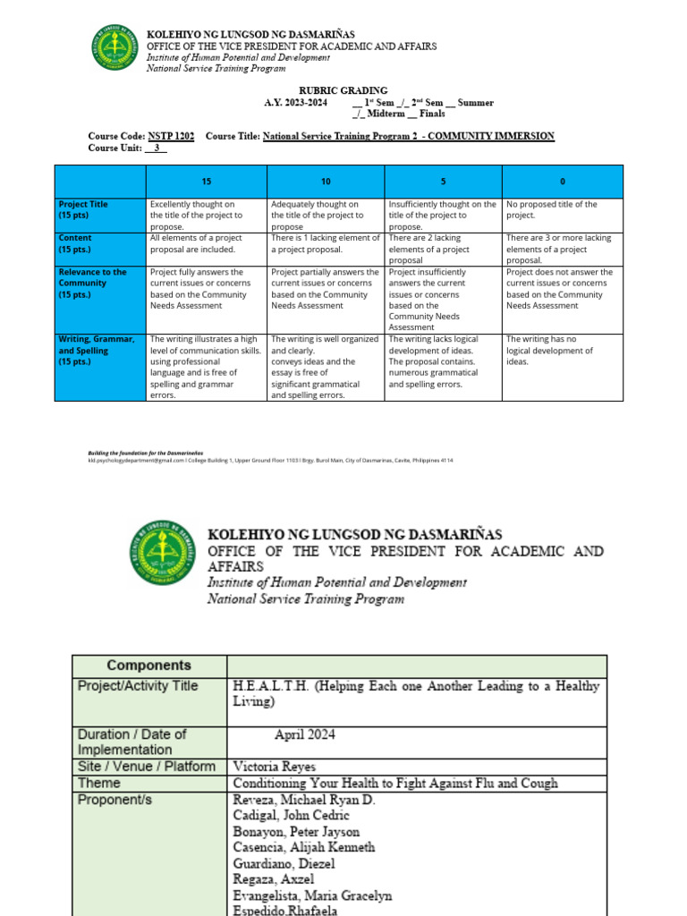 Group 2 NSTP - Project - Proposal | PDF | Career & Growth