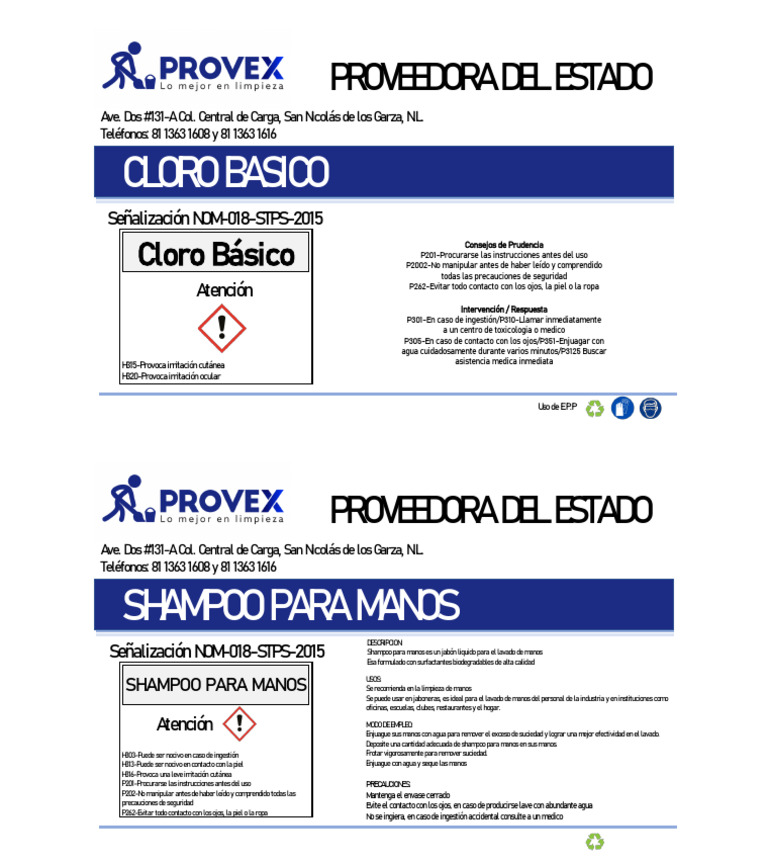 Etiquetas Provex | PDF | Lavado de manos