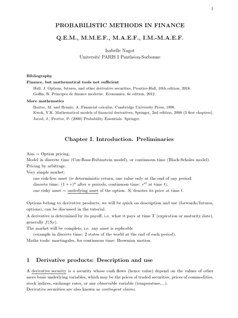 Derivatives and Option Pricing Methods | PDF | Derivative (Finance ...