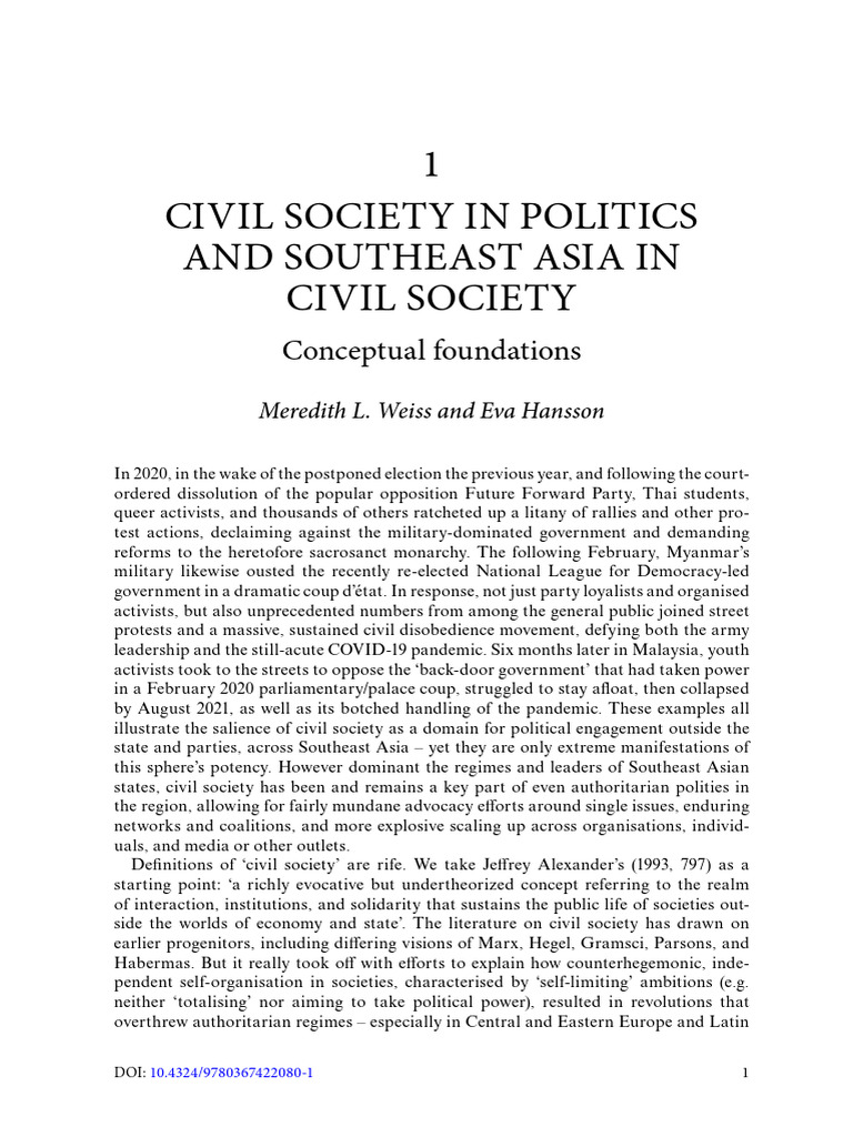 Routledge Handbook of Civil and Uncivil Society in Southeast - Eva ...