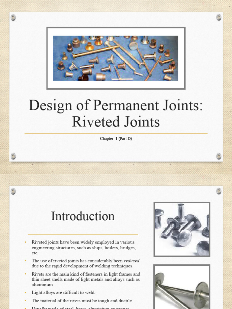 Design of Permanent Joints Rivets PDF Rivet Strength Of Materials