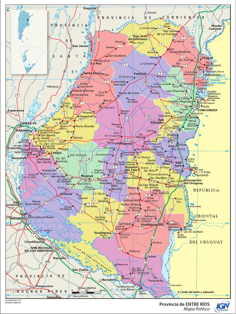 Mapa Político de Entre Ríos | PDF | Uruguay | Argentina