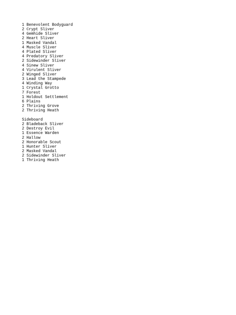 Pauper 5C Slivers Deck by Joao Abrantes | PDF