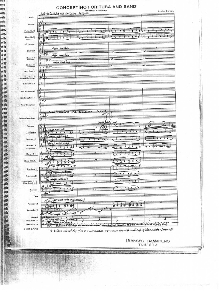 Concertino For Tuba And Band James Curnow Score Pdf