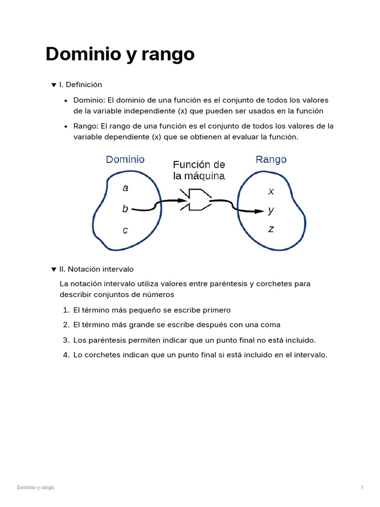Dominio y Rango | PDF | Función (Matemáticas) | Intervalo (Matemáticas)