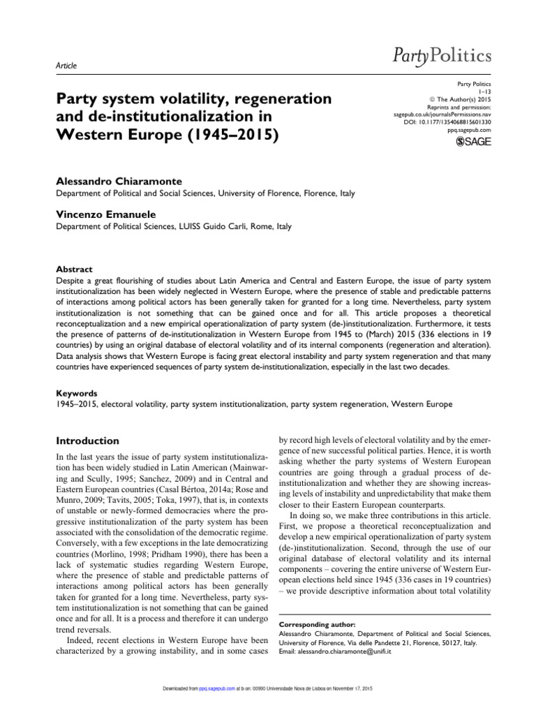 Party System Instability in Western Europe | PDF | Skewness | Median