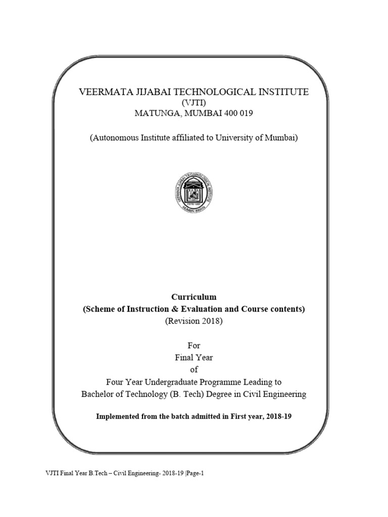 Final Year BTech Civil Syllabus R4 Acad Council Approved 2021 | PDF ...
