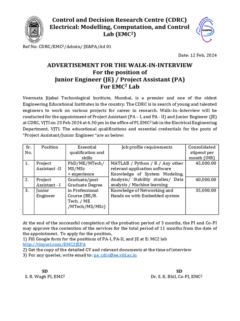 R4 Advertisement PA JE 16feb2024 | PDF | Information Technology ...