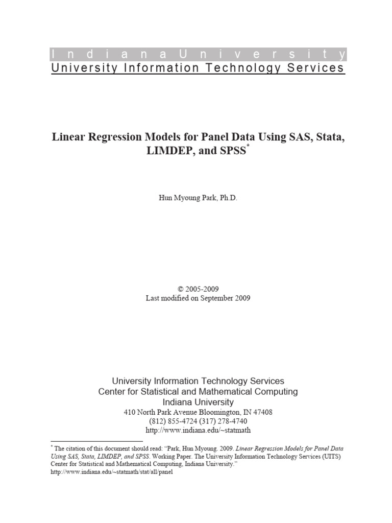 Linear Regression Models For Panel Data - 230919 - 160651 | PDF ...