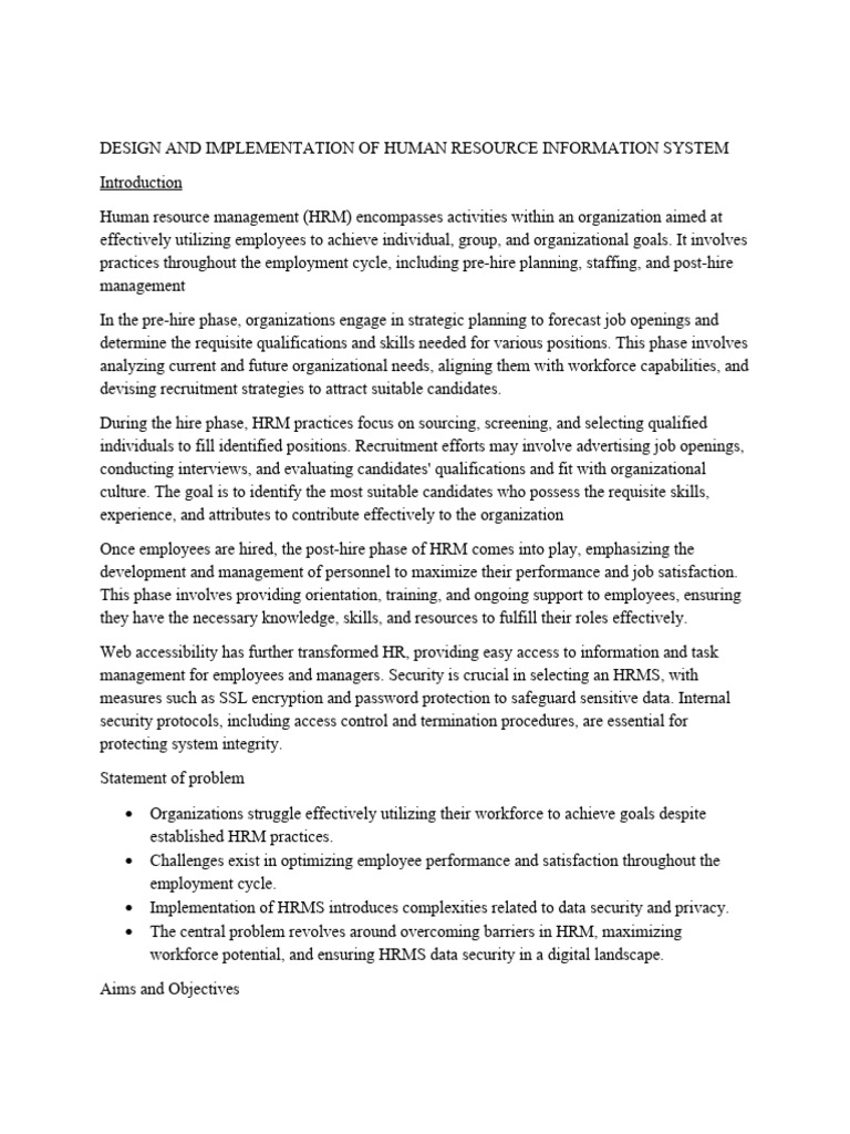 HR Information System Design & Security | PDF | Human Resource ...