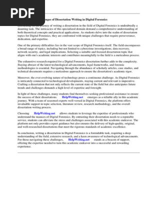 Dissertation Topics for Digital Forensics