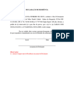 Modelo de Declaracao de Residencia Cliente