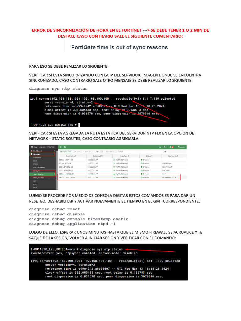 Solución a Error de Sincronización NTP Fortinet | PDF | Finanzas y ...
