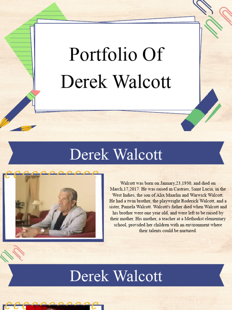 Portfolio of Derek Walcott PDF
