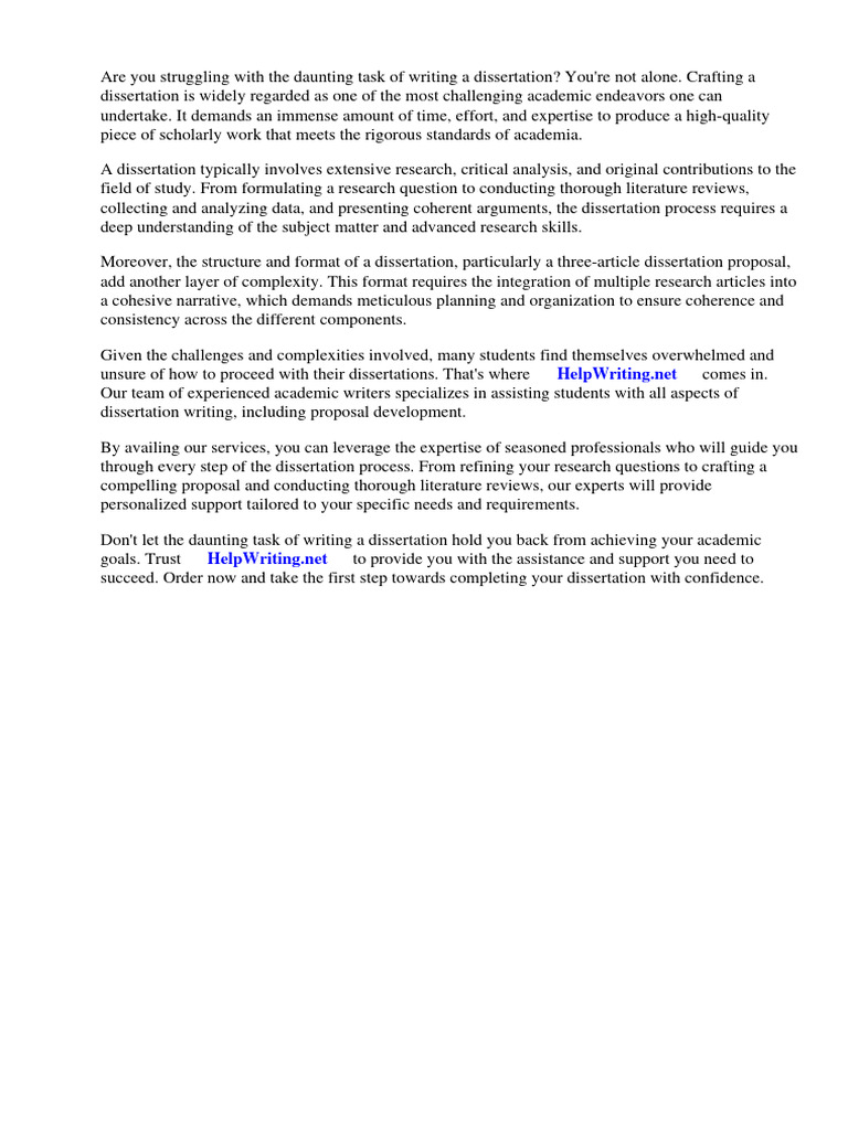 Three Article Dissertation Proposal | PDF | Thesis | Quantitative Research