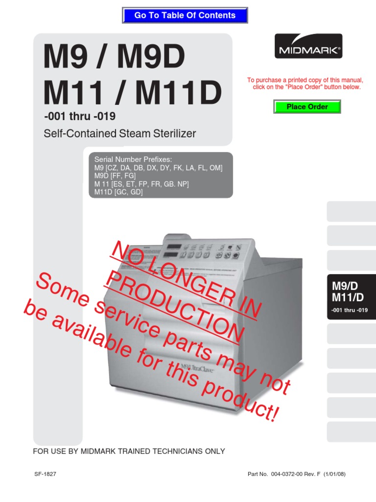 Midmark M9-M11 - Service Manual | Thermostat | Troubleshooting