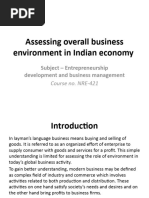 Assessing Overall Business Environment in Indian Economy