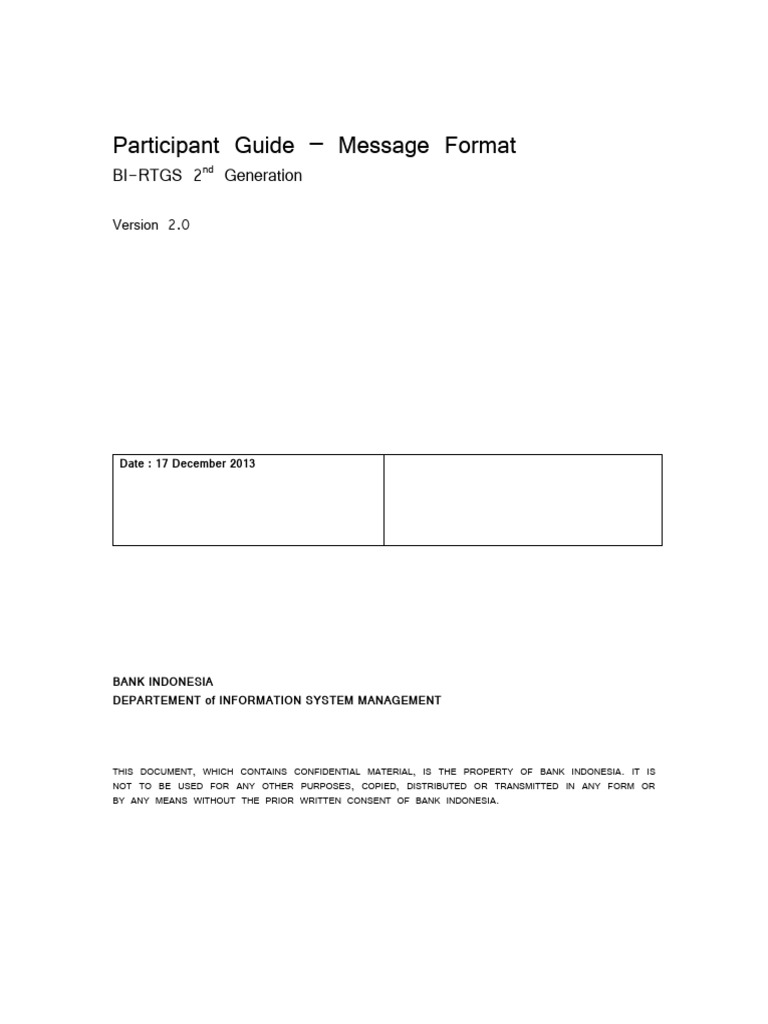 BI-RTGS Message Format Guide | PDF | Debit Card | Payments