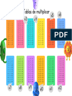 Verde Colorido Personajes 3D Tablas de Multiplicar x1-12 Matemáticas Póster