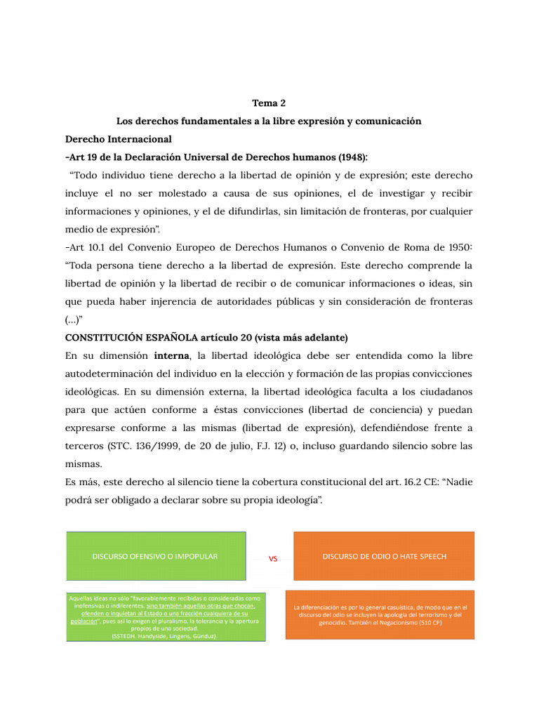 Apuntes Derecho | PDF | Libertad de expresión | Convenio europeo de ...