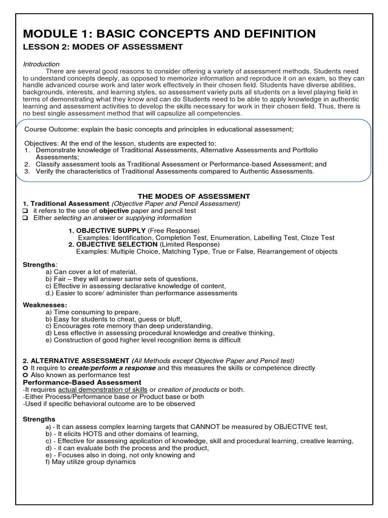 Understanding Modes of Assessment | PDF | Educational Assessment | Learning