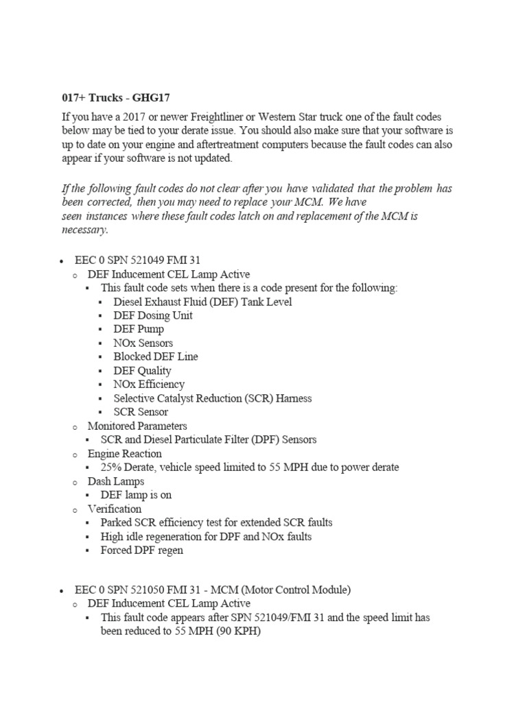 Freightliner Fault Codes & Solutions | PDF | Vehicles | Internal ...
