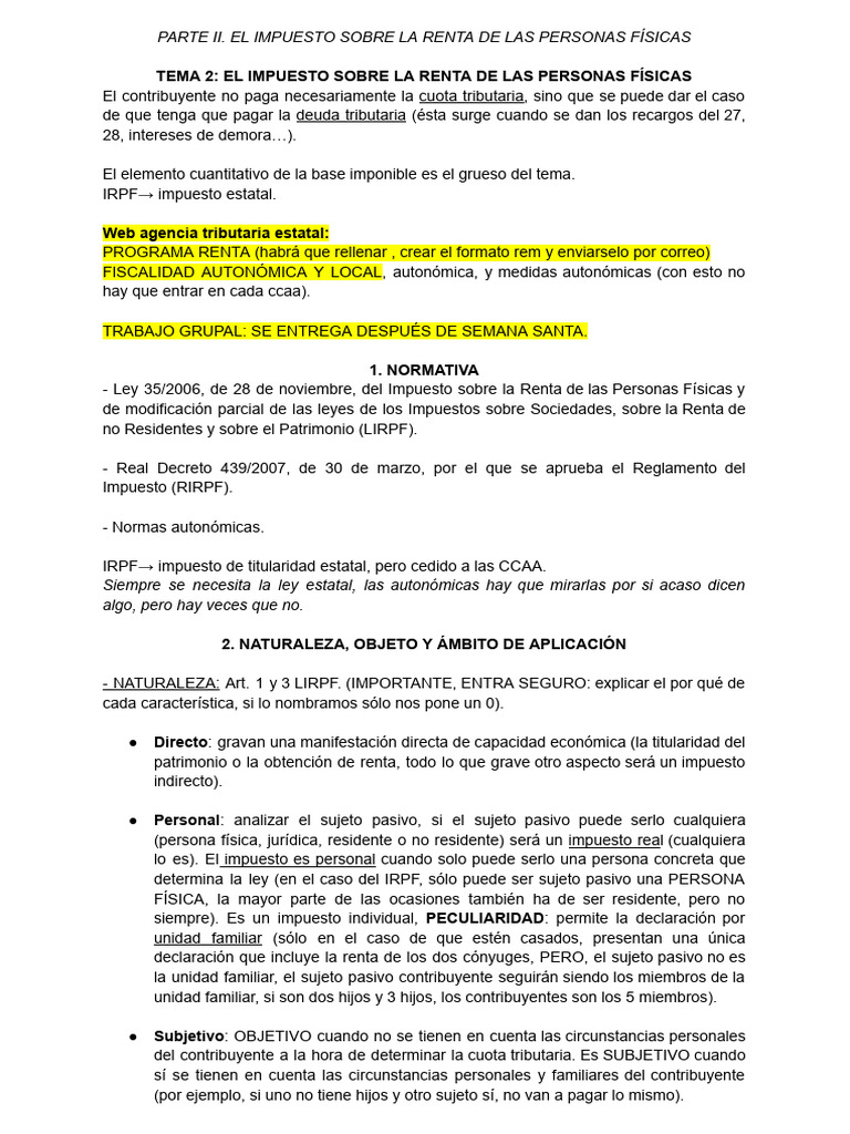 Impuesto sobre la Renta de Personas Físicas | PDF | Impuestos ...