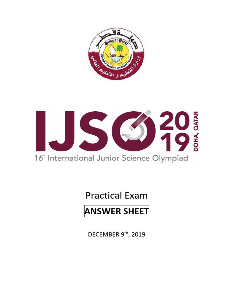 IJSO 2019 PRACTICAL Answer | PDF | Volume | Heat