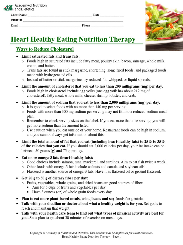 Heart Healthy Handout | PDF | Fat | Foods