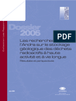 Les Recherches de L'andra Sur Le Stockage Géologique Des Déchets Radioactifs À Haute Activité Et À Vie Longue