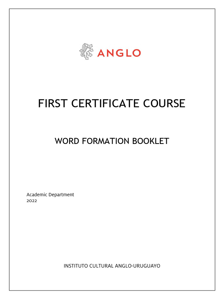 Students FCE Word Formation Booklet | PDF | Adjective | Noun
