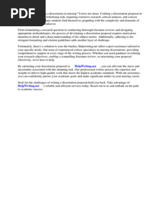 Examples of Dissertation Proposals in Nursing