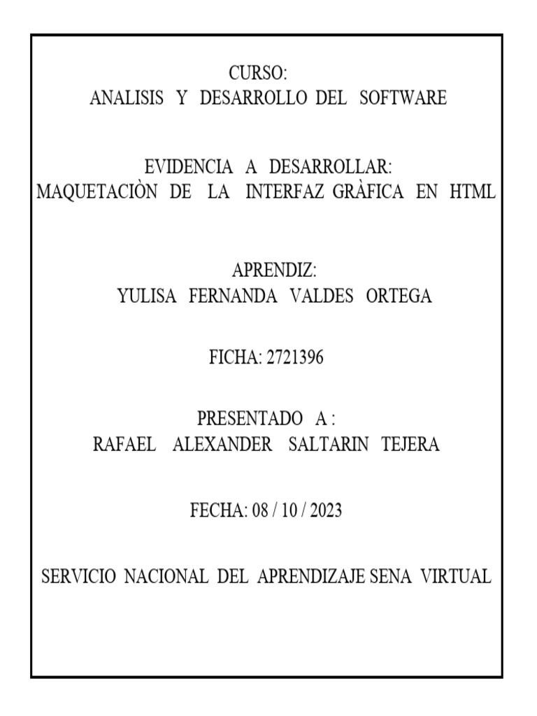 Maquetaci n de la interfaz gr fica en html pdf