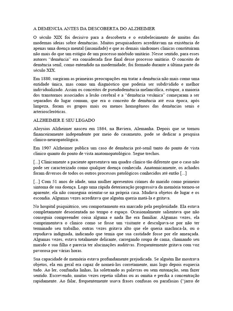 Evolução da Demência e Alzheimer | PDF | Demência | Doença de Alzheimer