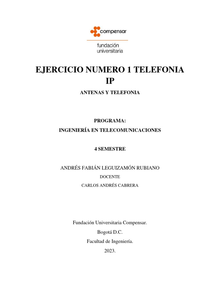Telefonia Ip Primer Ejericicio | PDF | Red de computadoras | Voz sobre IP