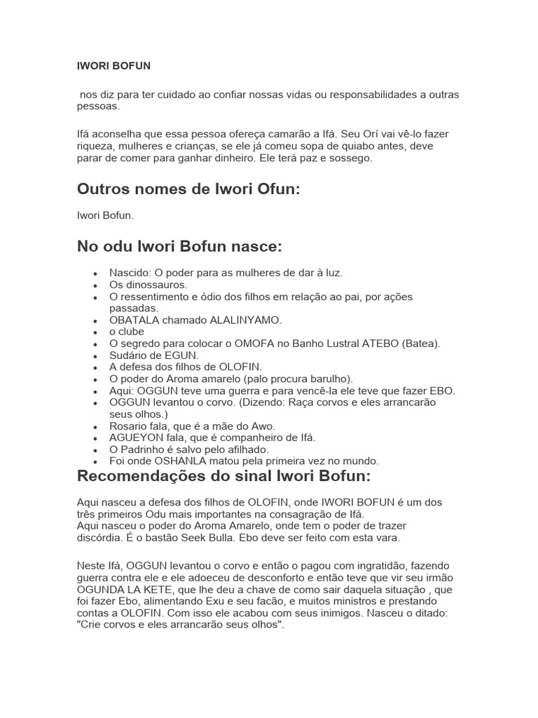 Iwori Bofun | PDF | Gravidez | Mulher