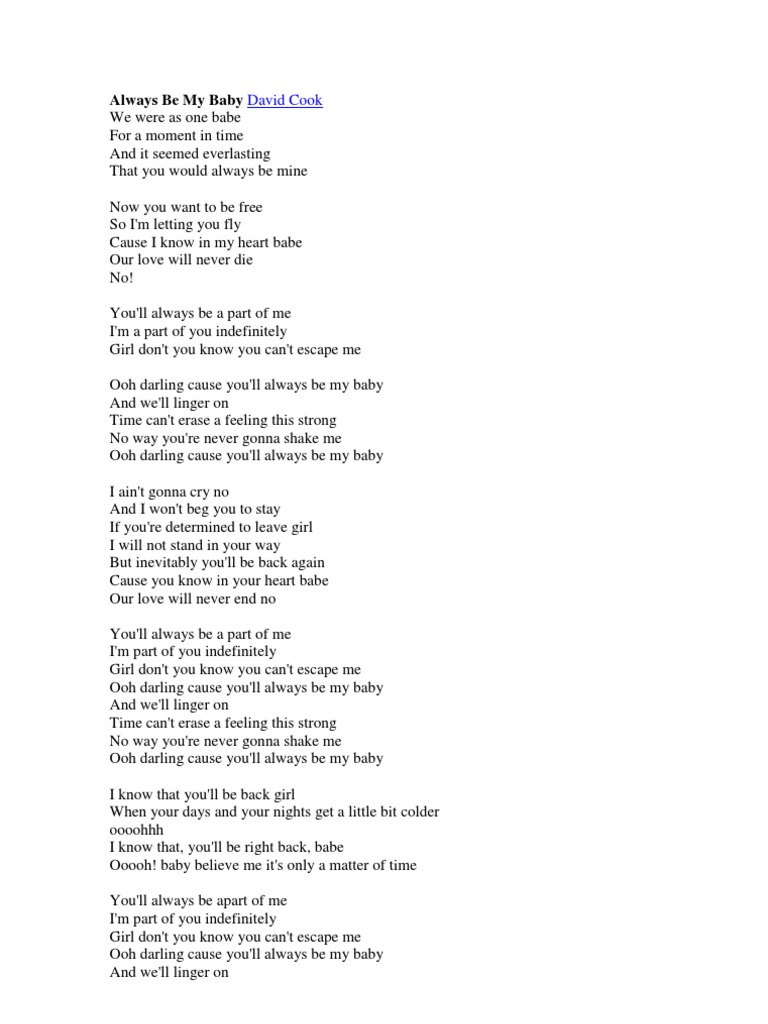 Always Be My Baby David Cook Recorded Music Songs scribd