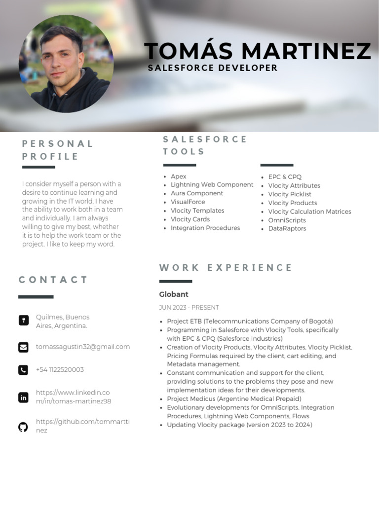 Salesforce Developer Profile - Tomás Martinez | PDF | Information ...